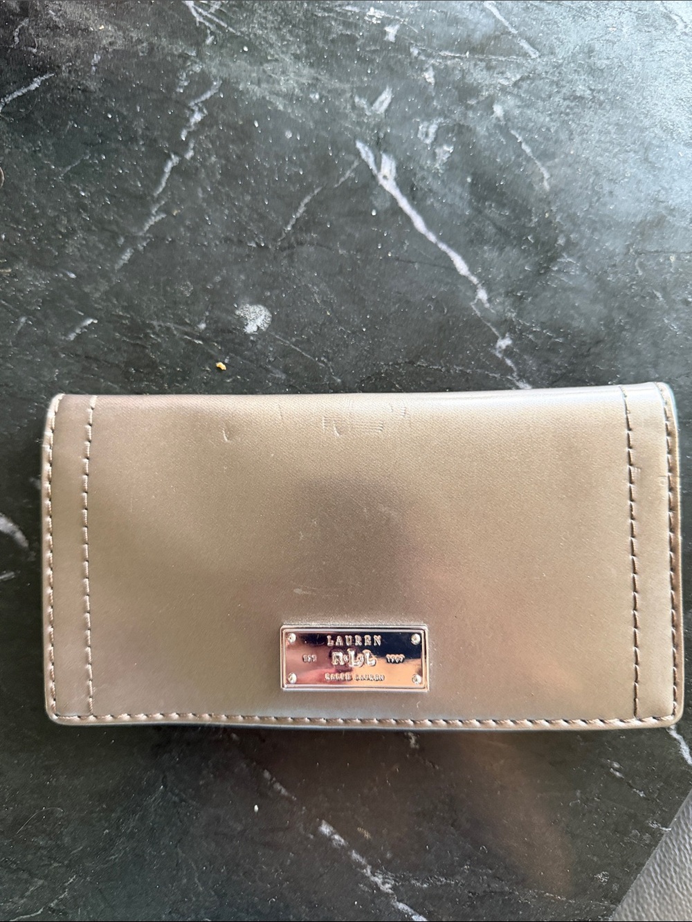 Lauren Ralph Lauren Metallic Gold Card Zip Wallet
